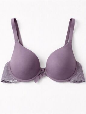 Maidenform Lavender Plunge Bra with Lace Trim